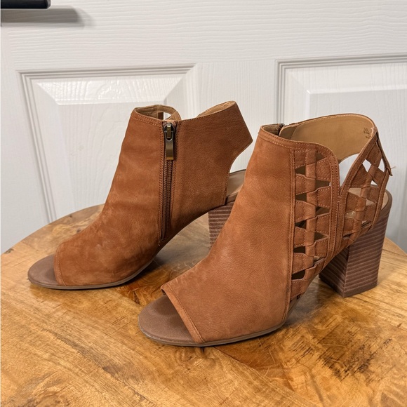 Franco Sarto Tan Peep-Toe Ankle Boots - Picture 2 of 7